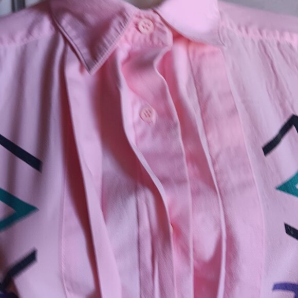Vintage 80's Wrangler Womens XL Pink Button-Up Shirt Geometric Pattern Design - Picture 5 of 6